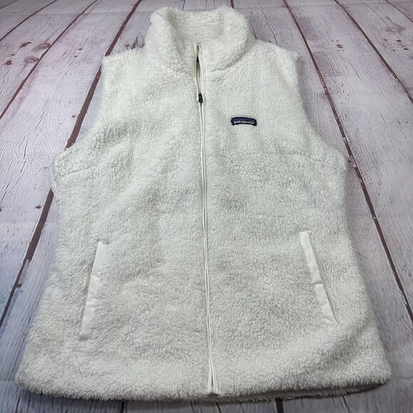 Patagonia Vest Womens XL White Los Gatos Fleece Pockets Sherpa High Pile 25216 - Picture 2 of 12